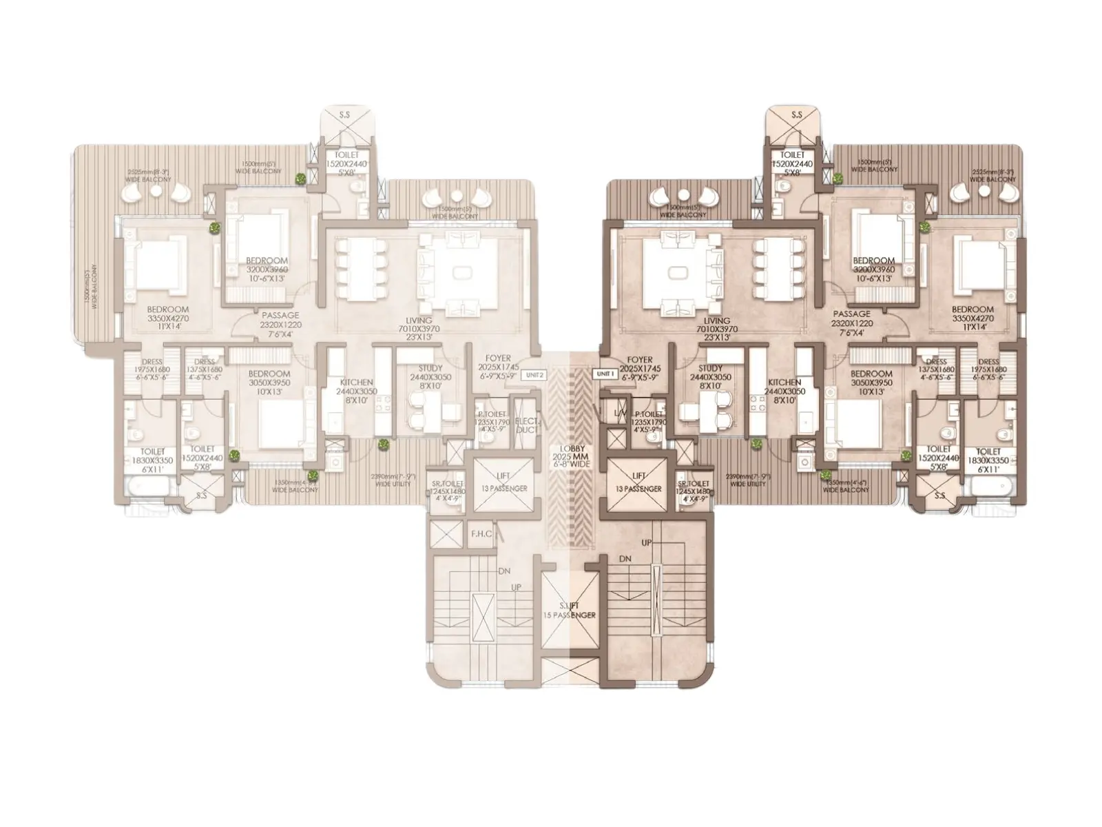 CRC Maesta 3 BHK + Servant - 2295 Sq.Ft.